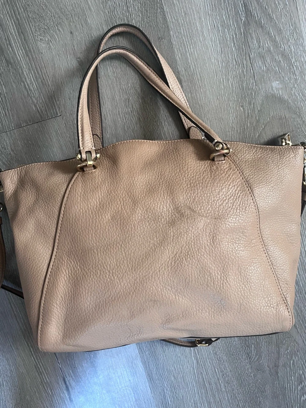 Coach Taupe Pebbled Leather Shoulder Satchel